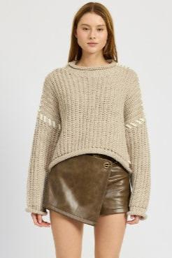 Alyza Knit Top, Beige Grey