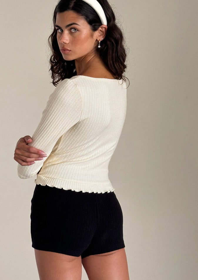 Harpan Rosette Knit Top, Ivory