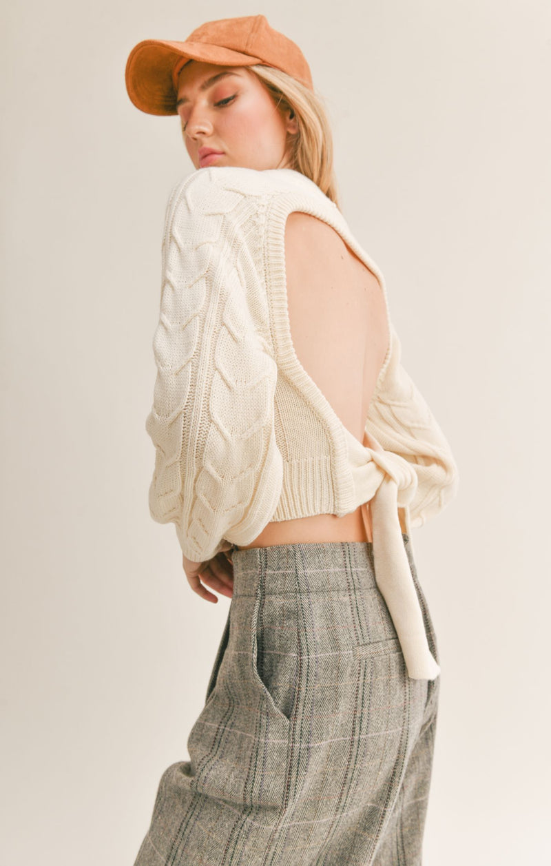 Remind You Not Backless Sweater, Off White