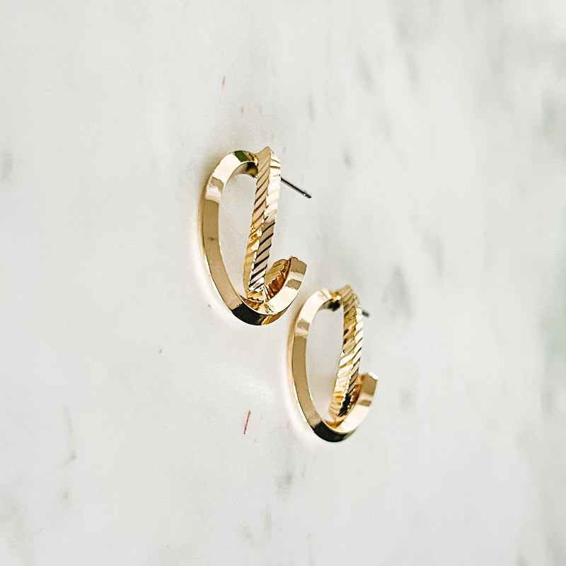 Twisted Hoop Earrings, Gold