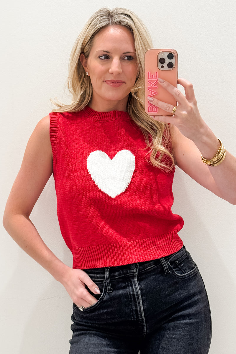 Heart Sweater Vest, Red