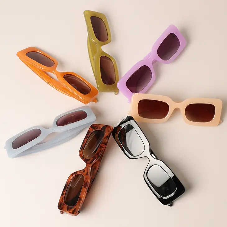 Bold Rectangle Frame Sunglasses (Multiple Colors)