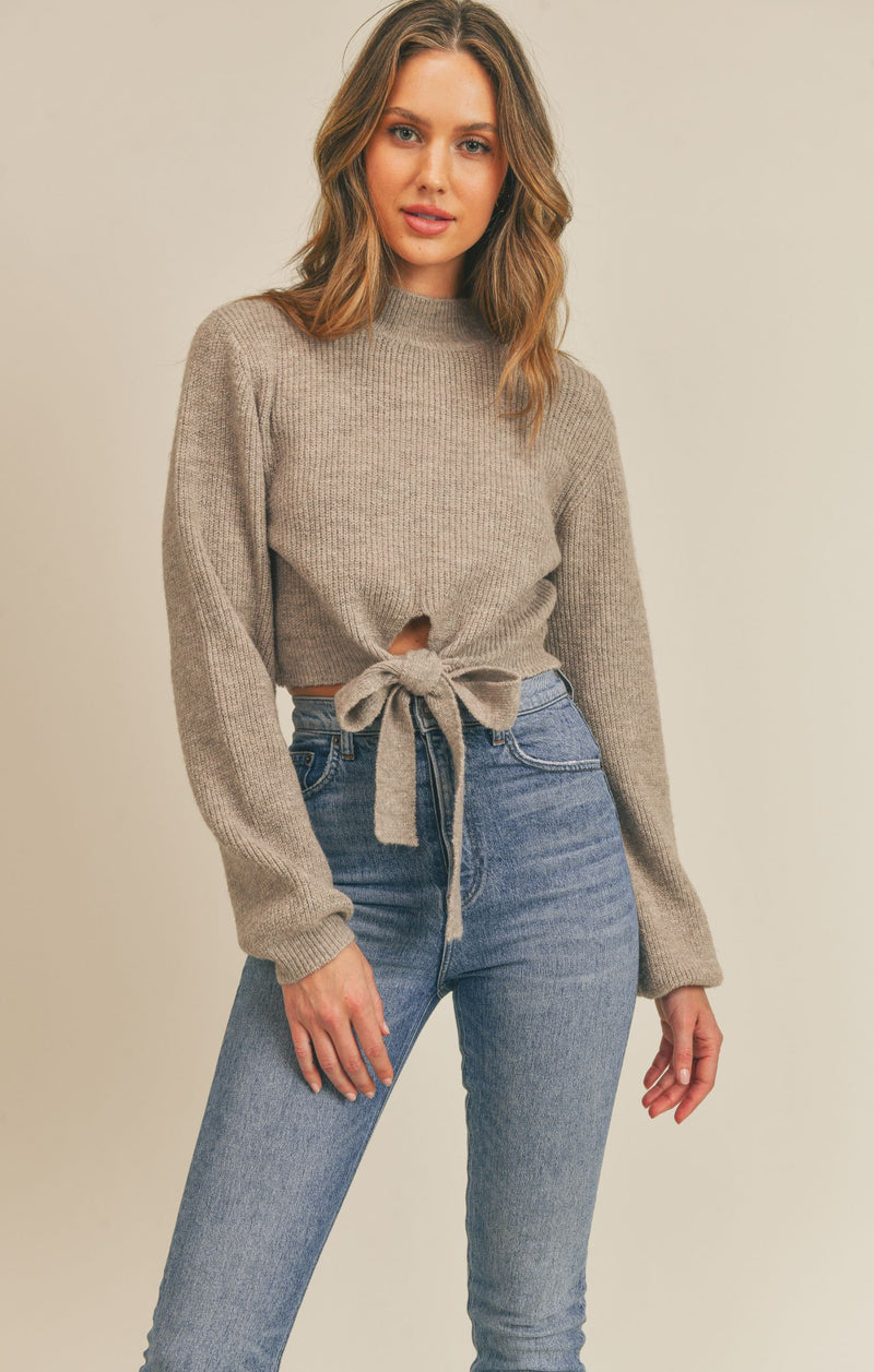Quite Alright Cropped Sweater, Taupe