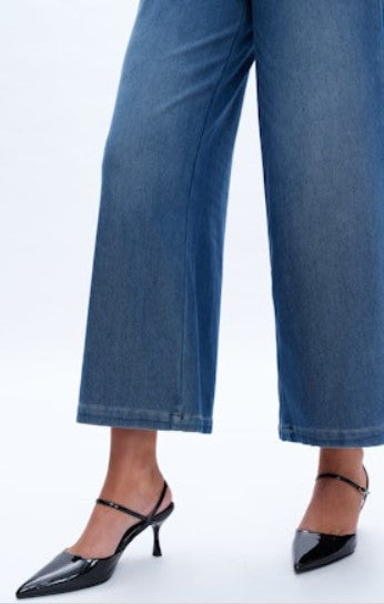 High Rise Wide Leg Flare Jeans, Bluebell