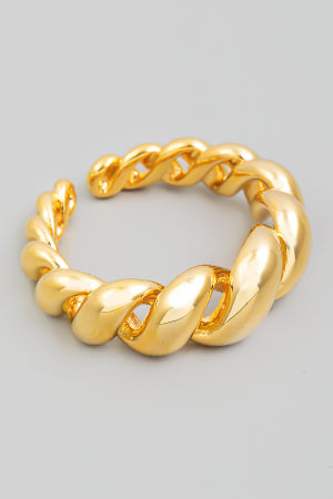 Smooth Twisted Adjustable Ring, Gold