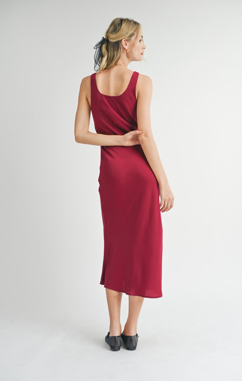 Cowl Neck Midi Dress, Red