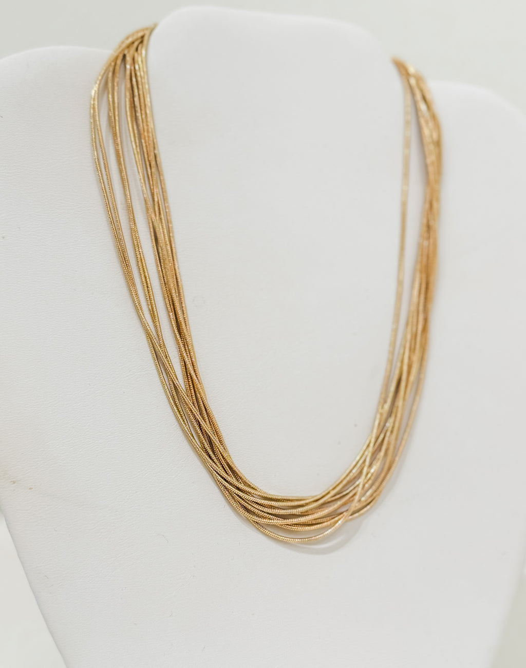 10 Multi Strand Chain Necklace, Gold