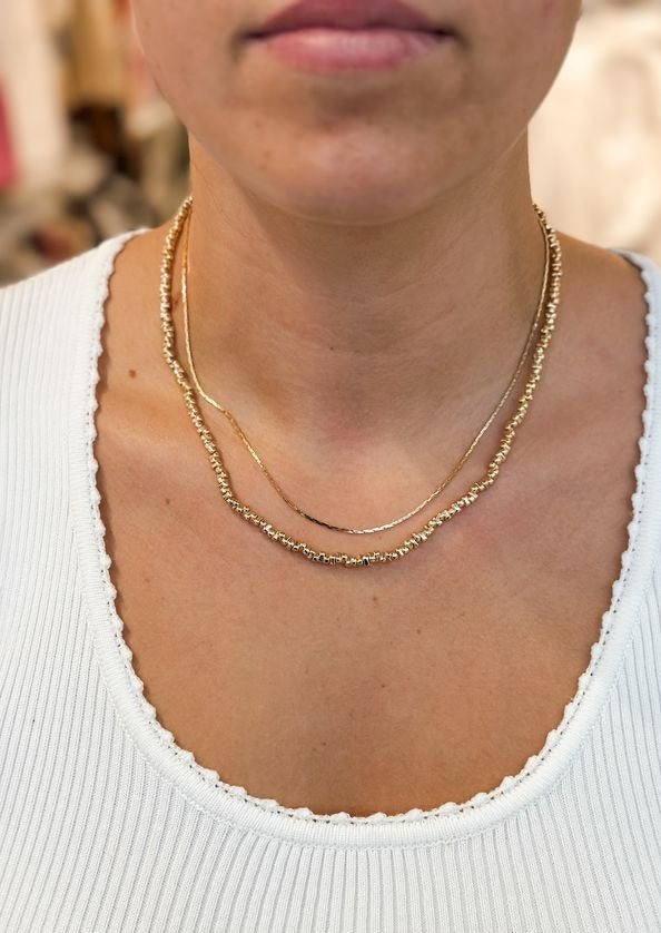 Double Layer Stacked Chain Necklace, Gold