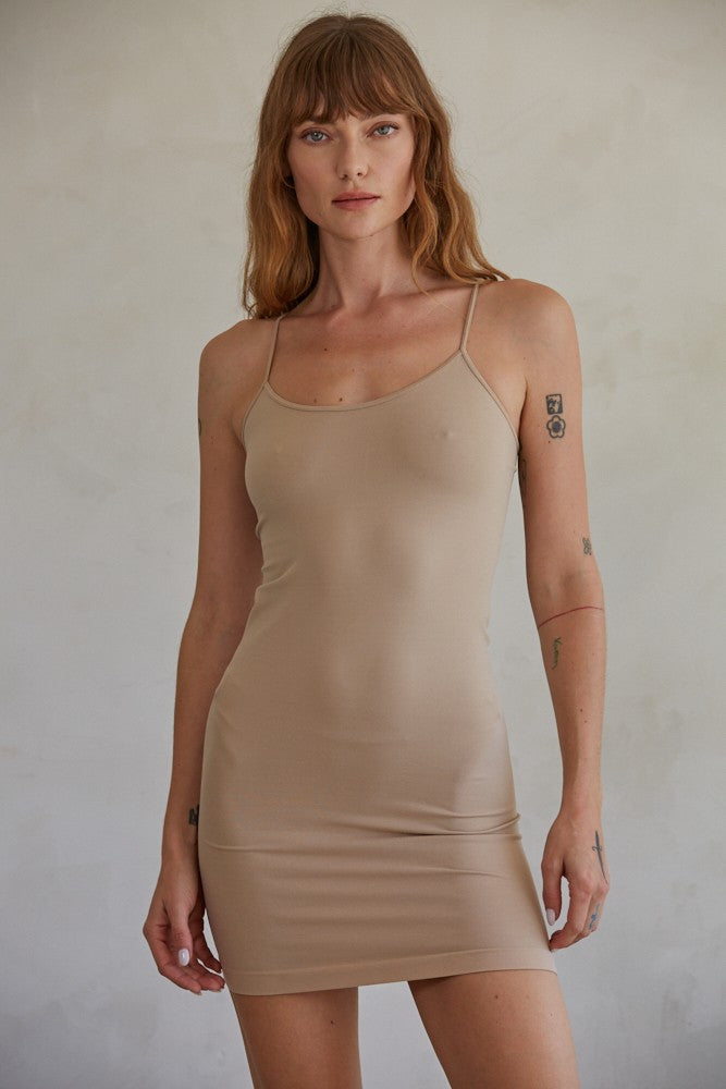 Basic Slip Dress, Light Taupe/Nude