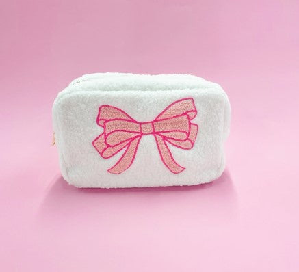 Pink Bow Teddy Cosmetic Bag