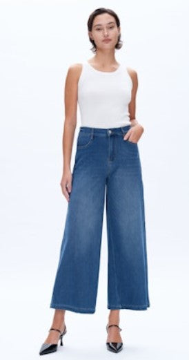 High Rise Wide Leg Flare Jeans, Bluebell