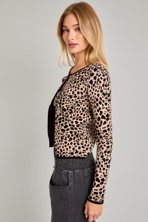 Button Down Sweater Cami Set, Leopard