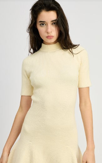 Sanam Knit Sweater Mini Dress, Ivory