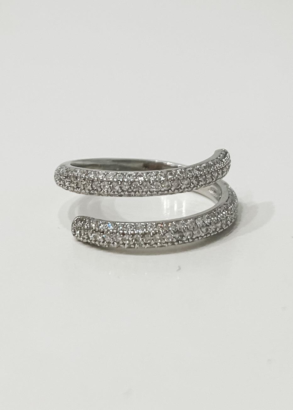 Spiral Pave Ring, Silver
