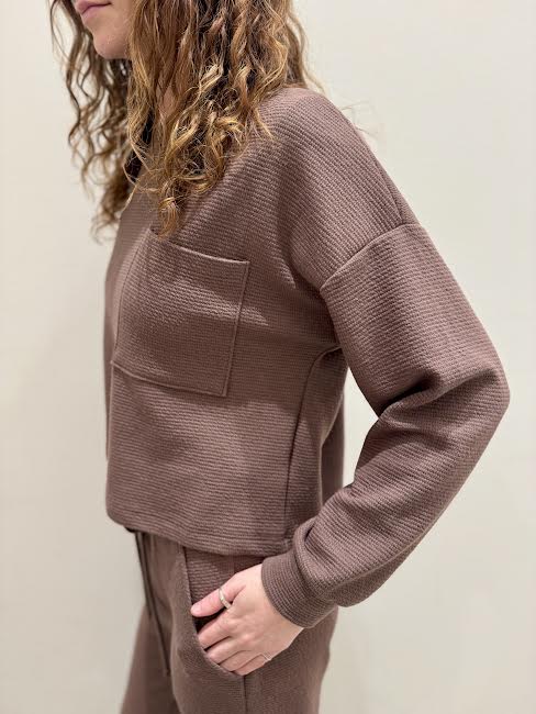 Long Sleeve Lounge Knit Top, Brown