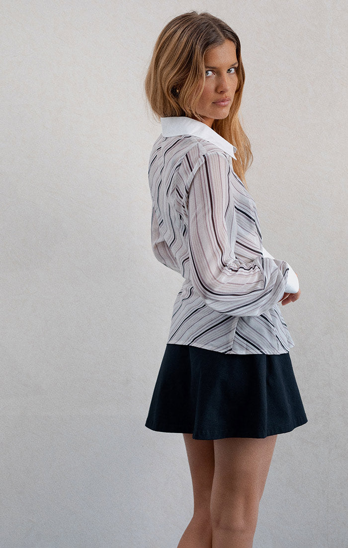 Diagonal Stripe Christabel Shirt, Grey