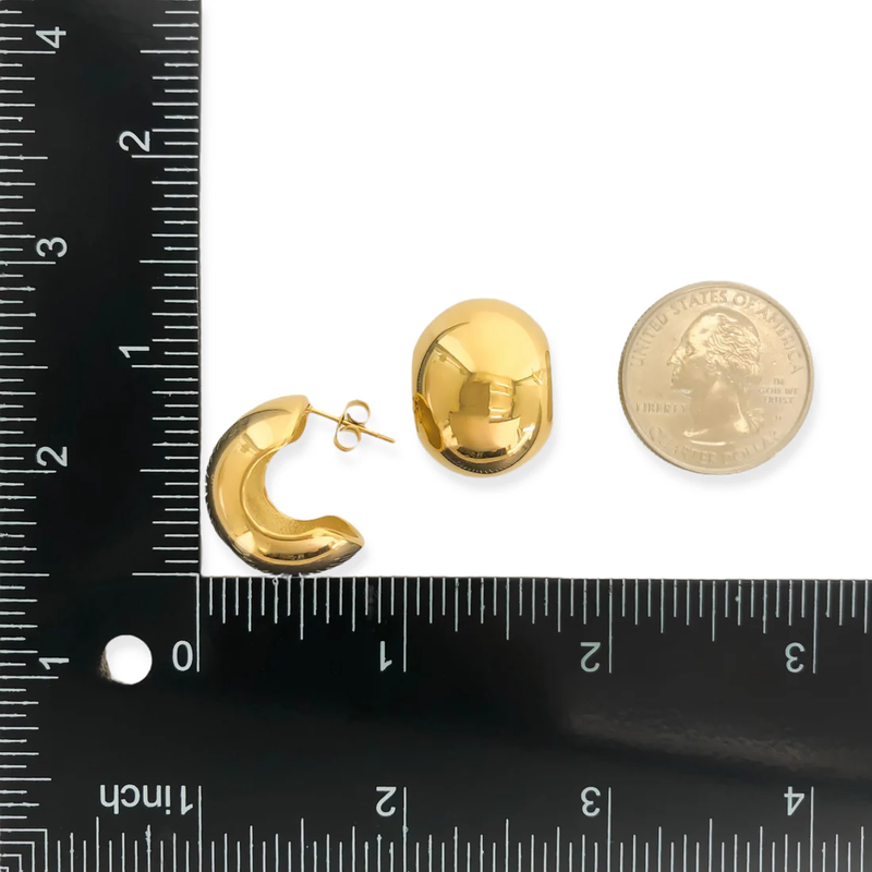 Partial Sphere Earrings, Gold