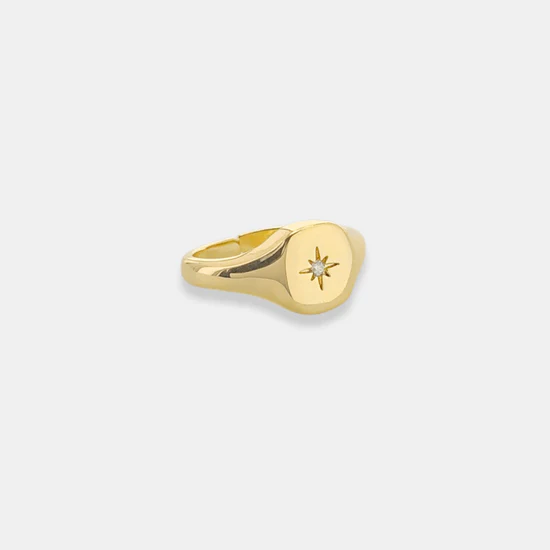 Starburst Signet Ring, Gold