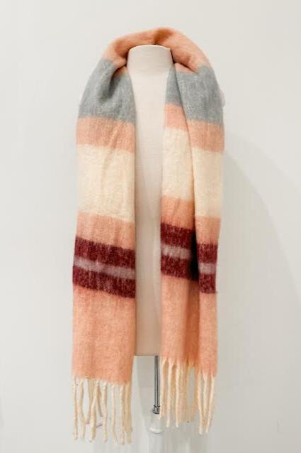 Cozy Stripe Scarf, Pink