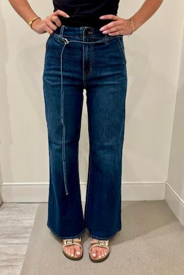 Belted Wide Leg, Dark Denim