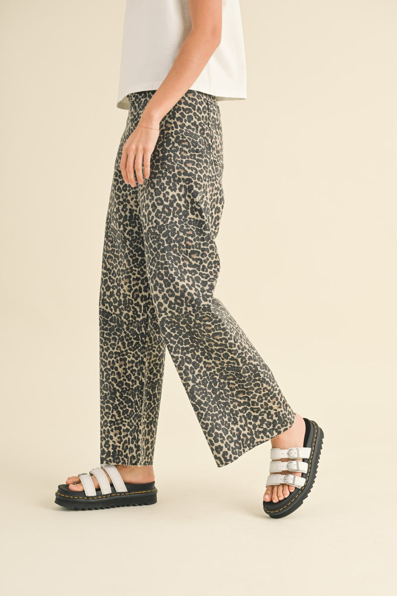 Leopard Wide Leg Denim Pant