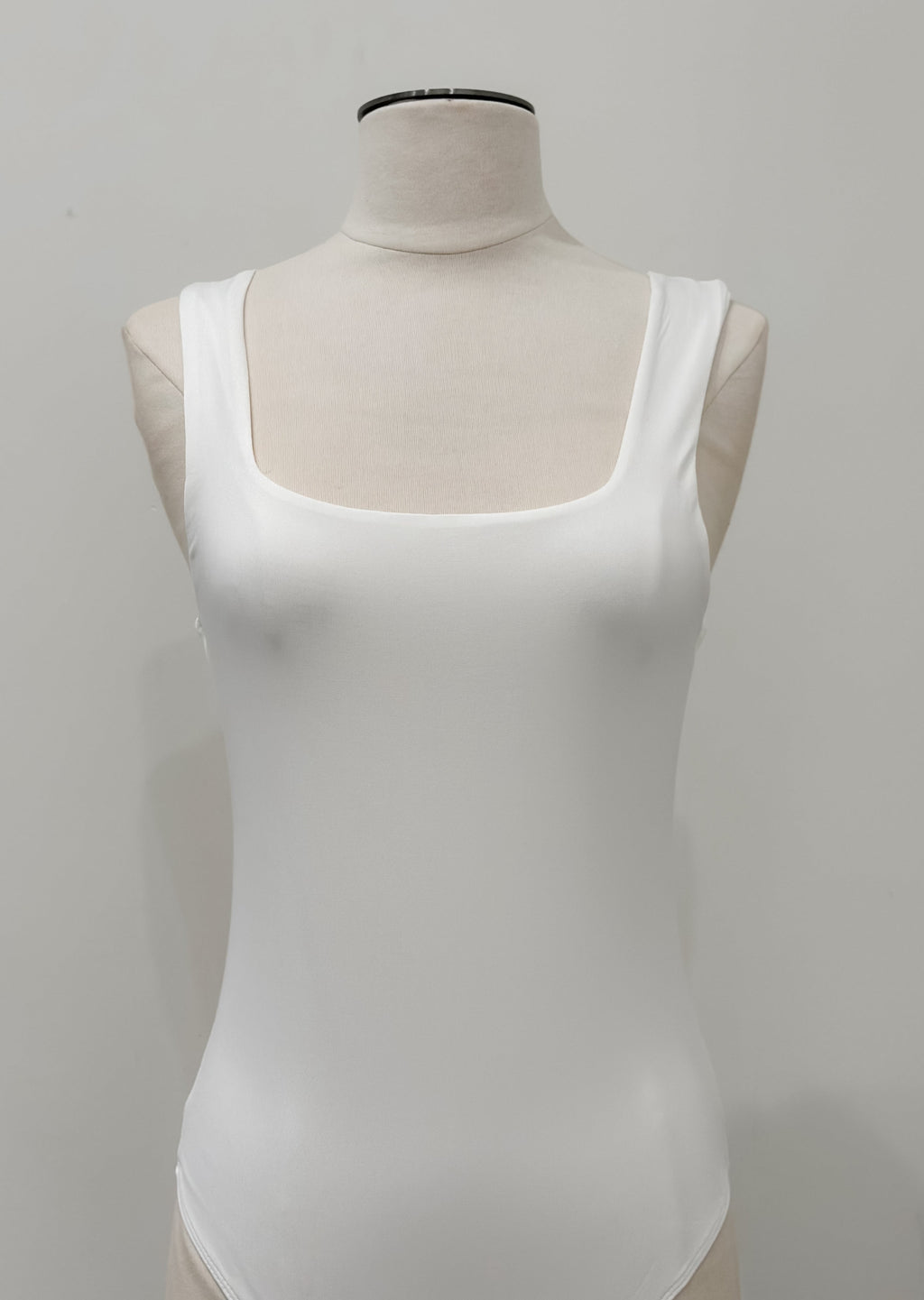 Square Neck Basic Knit Bodysuit, White
