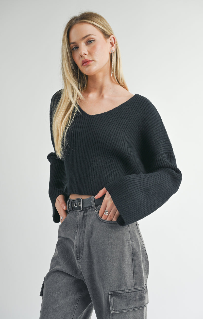 Julia V Neck Sweater, Black