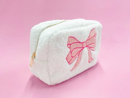 Pink Bow Teddy Cosmetic Bag