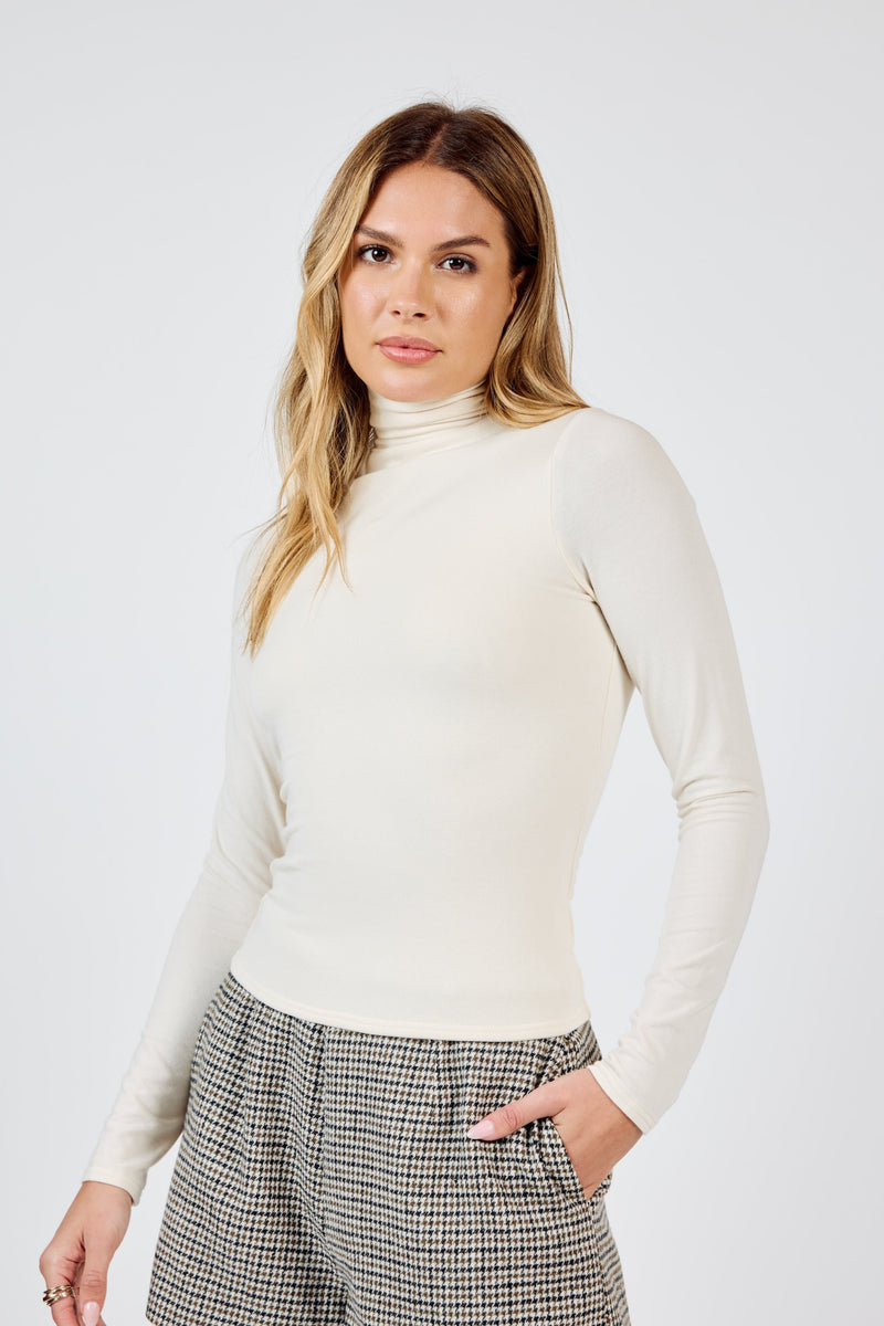 Dua Long Sleeve Turtleneck Top, Ivory