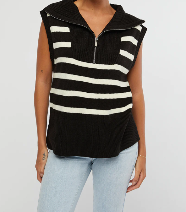 Half Zip Sweater Vest, Black
