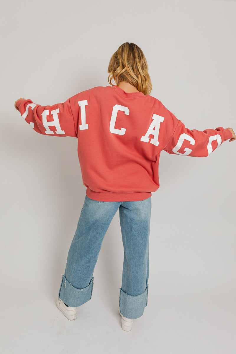 Chicago printed oversized sweatshirt, terracotta