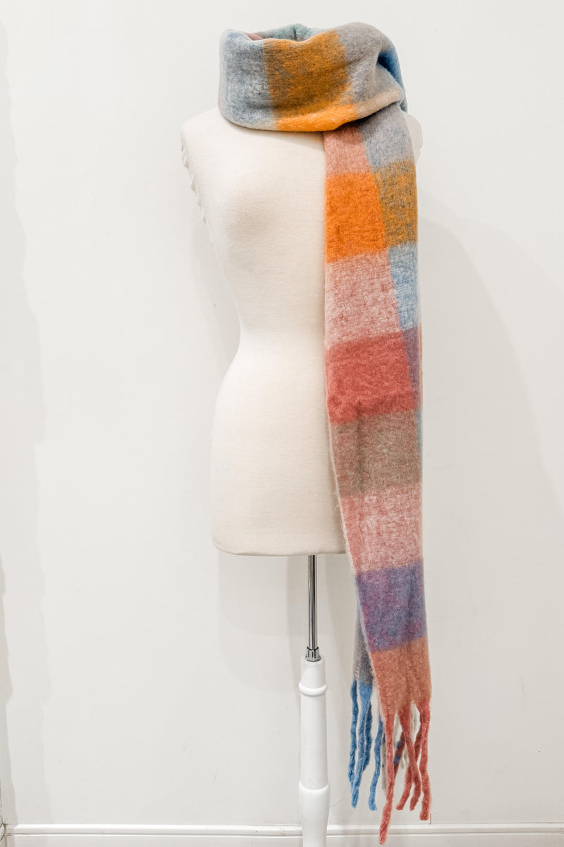 Cozy Checkered Scarf, Pastel