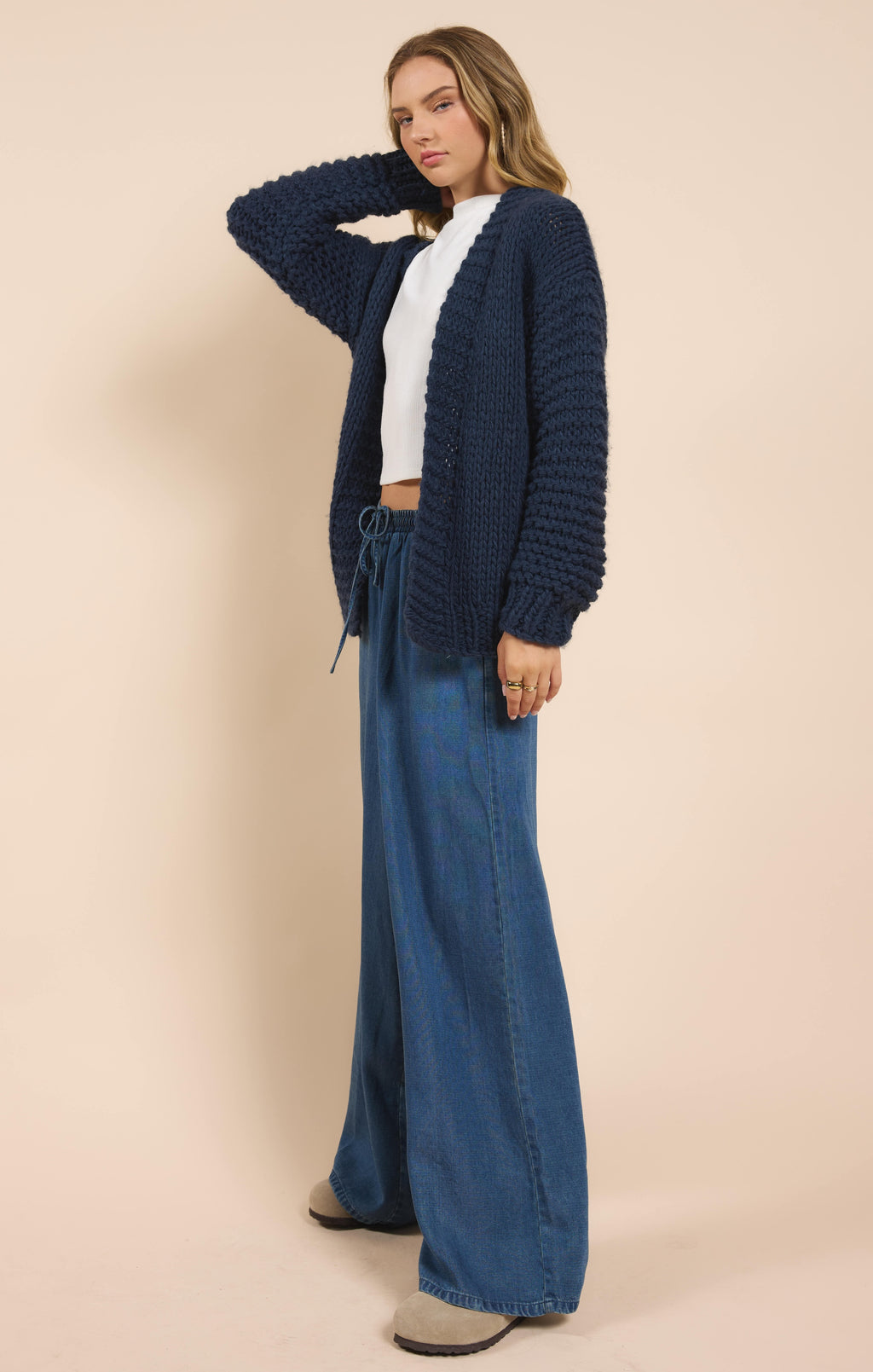 Heart you Handkit Cardigan, Navy/Ivory