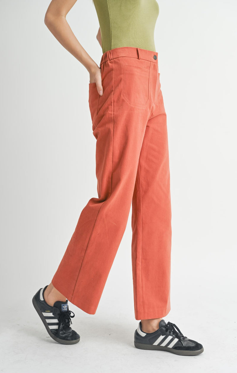 Farmhouse Denim Pants, Burnt Red