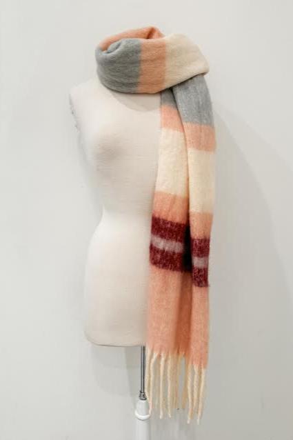 Cozy Stripe Scarf, Pink