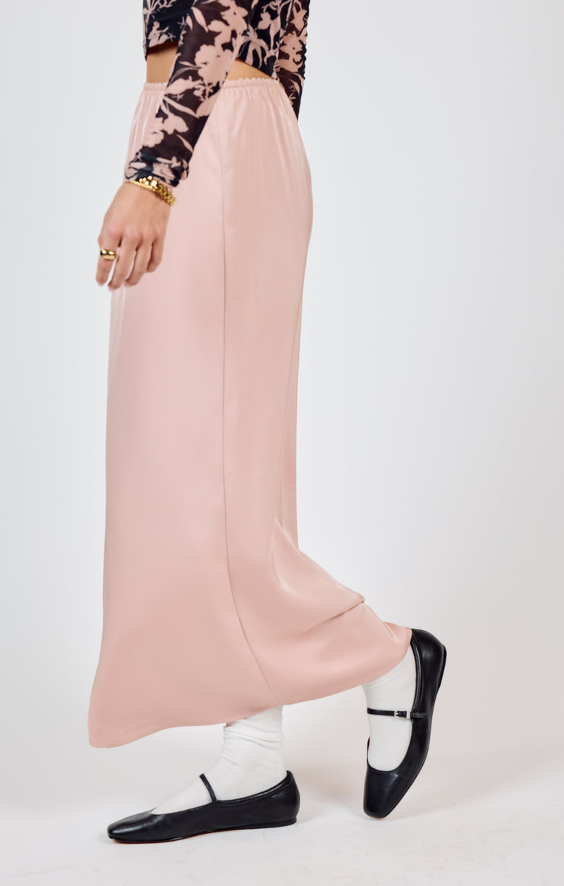 Mood Boost Stretch Waist Maxi Skirt, Rose