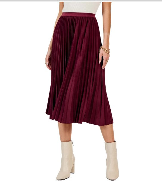 Silent Streets Pleated Midi Skirt, Wine