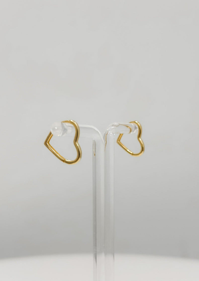 Dainty Hoop Heart Earrings, Gold