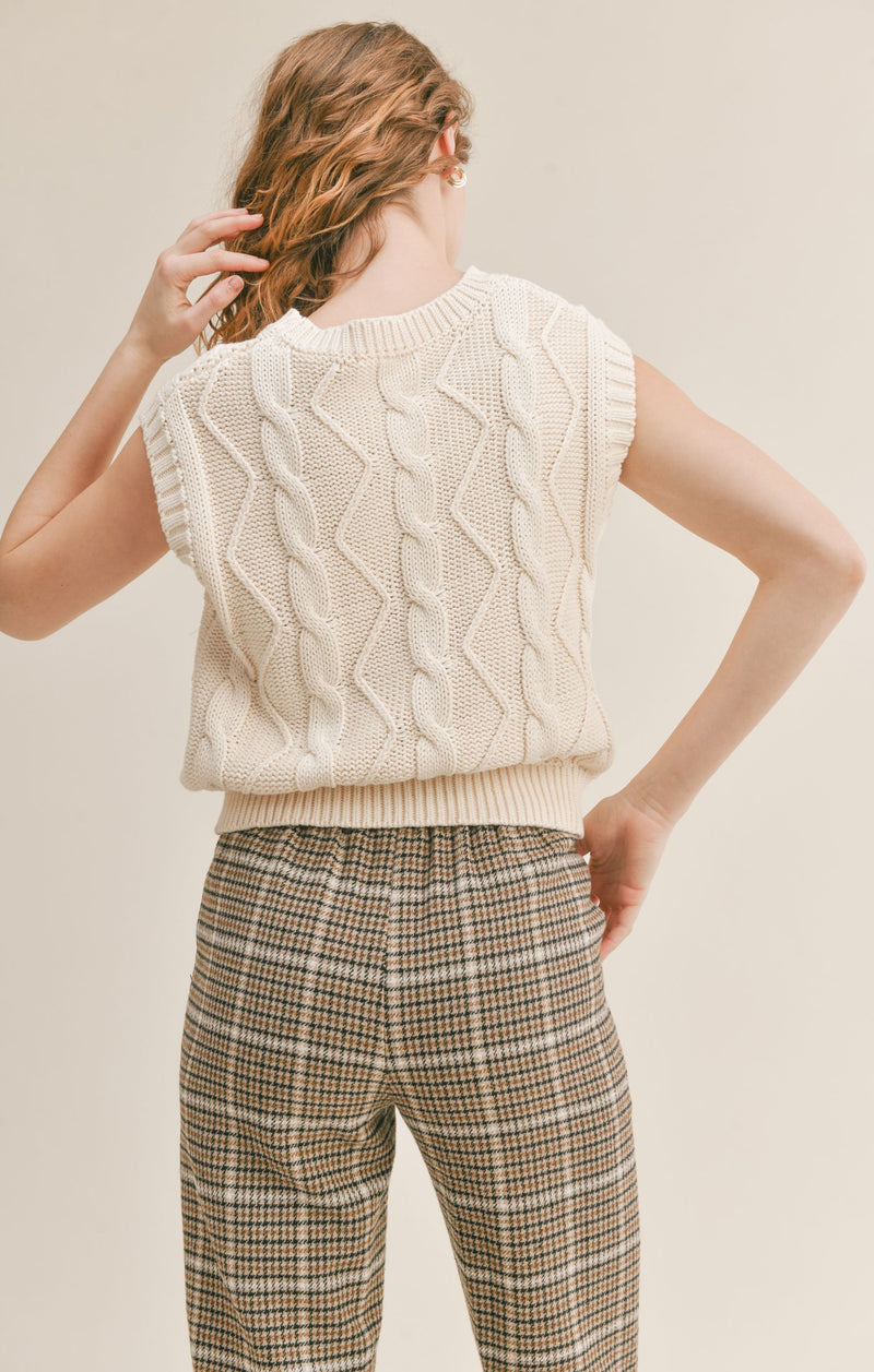 Ken Cable Knit Sweater Vest, Ivory