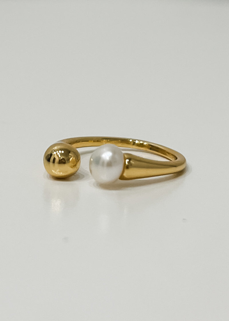 Open Pearl Ring, Gold