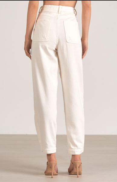 Cargo Pant With Button Detail, White