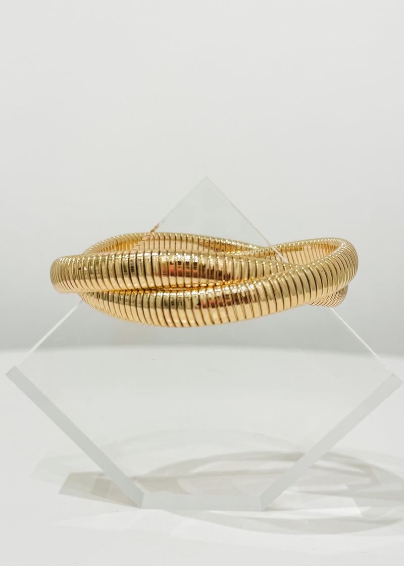 Layered Snake Stretch Bracelet, Gold