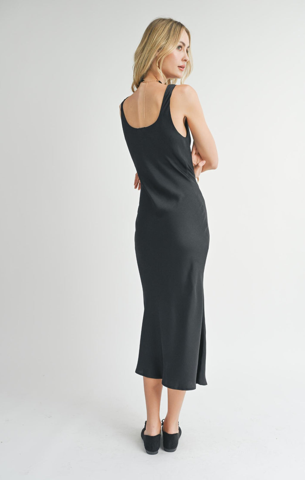 Cowl Neck Midi Dress, Black