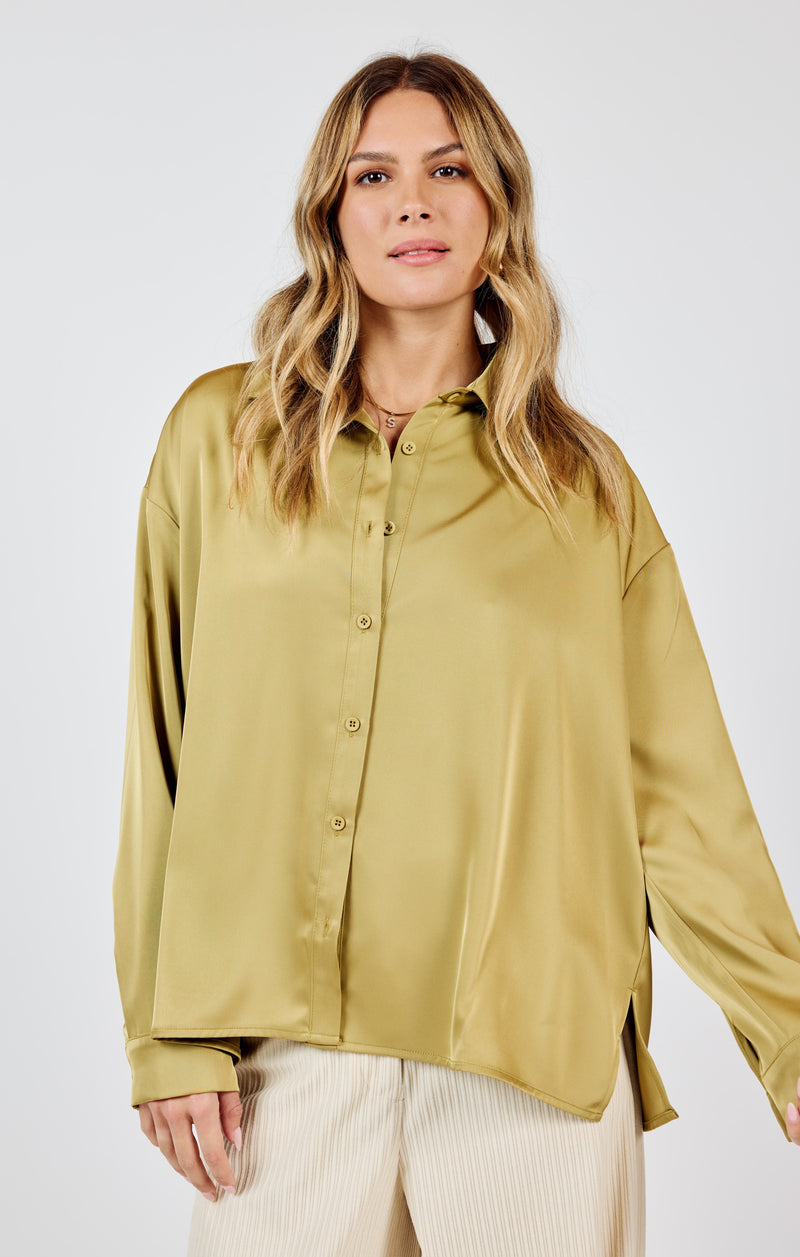 Mood Boost Button Up Shirt, Green