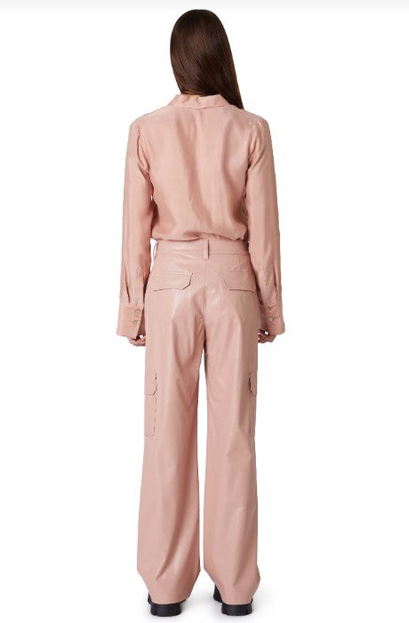 Vegan Leather Cargo Pant, Pink