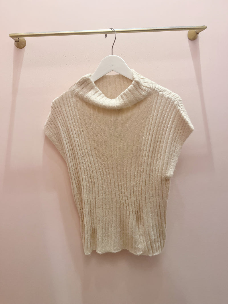 Jay Mock Neck Sleeveless Sweater, Cream