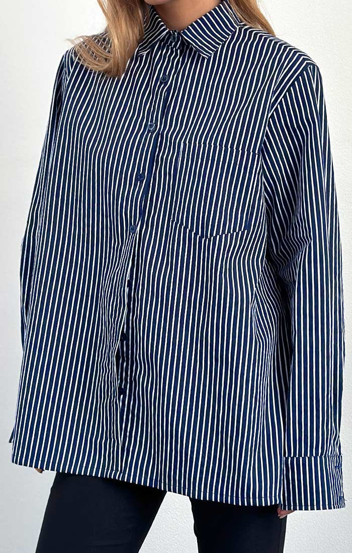 Turner Stripe Long Sleeve Shirt, Blue