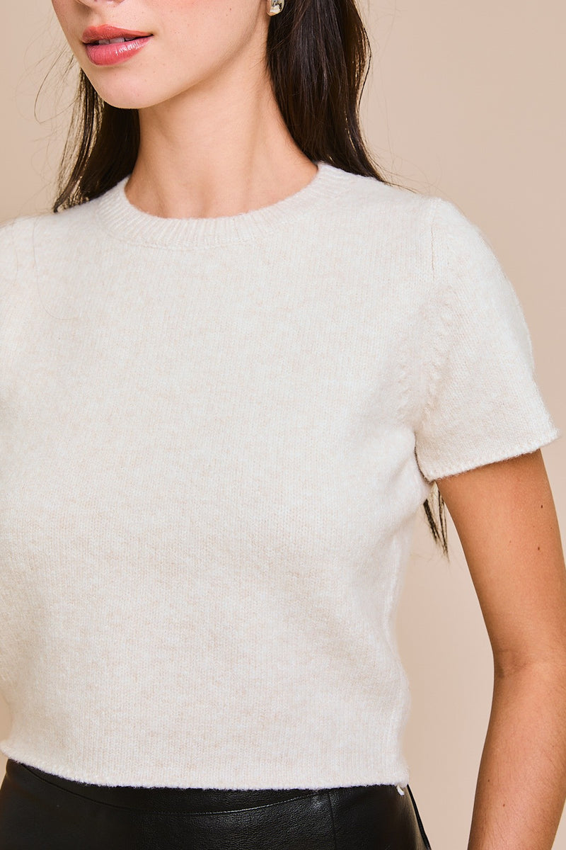 Short Sleeve Sweater, Cream