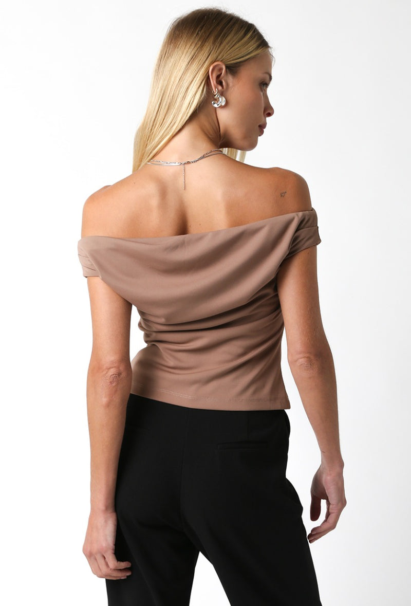 Macy Off the Shoulder Top, Taupe