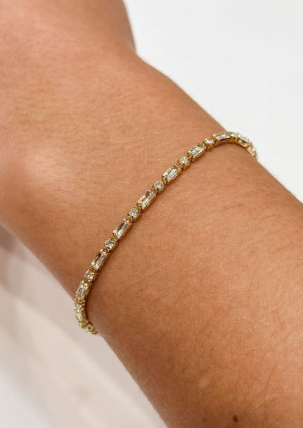 Thin Crystal Tennis Bracelet, Gold